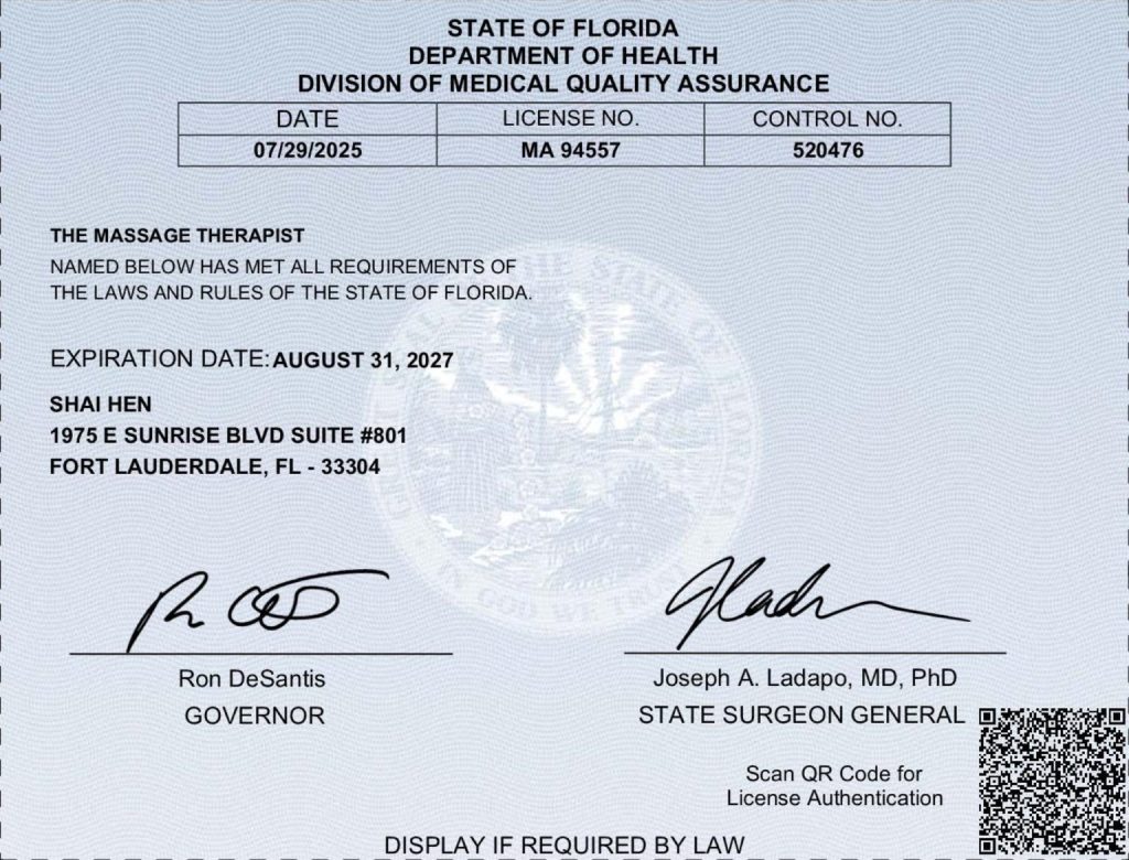 Florida Massage License